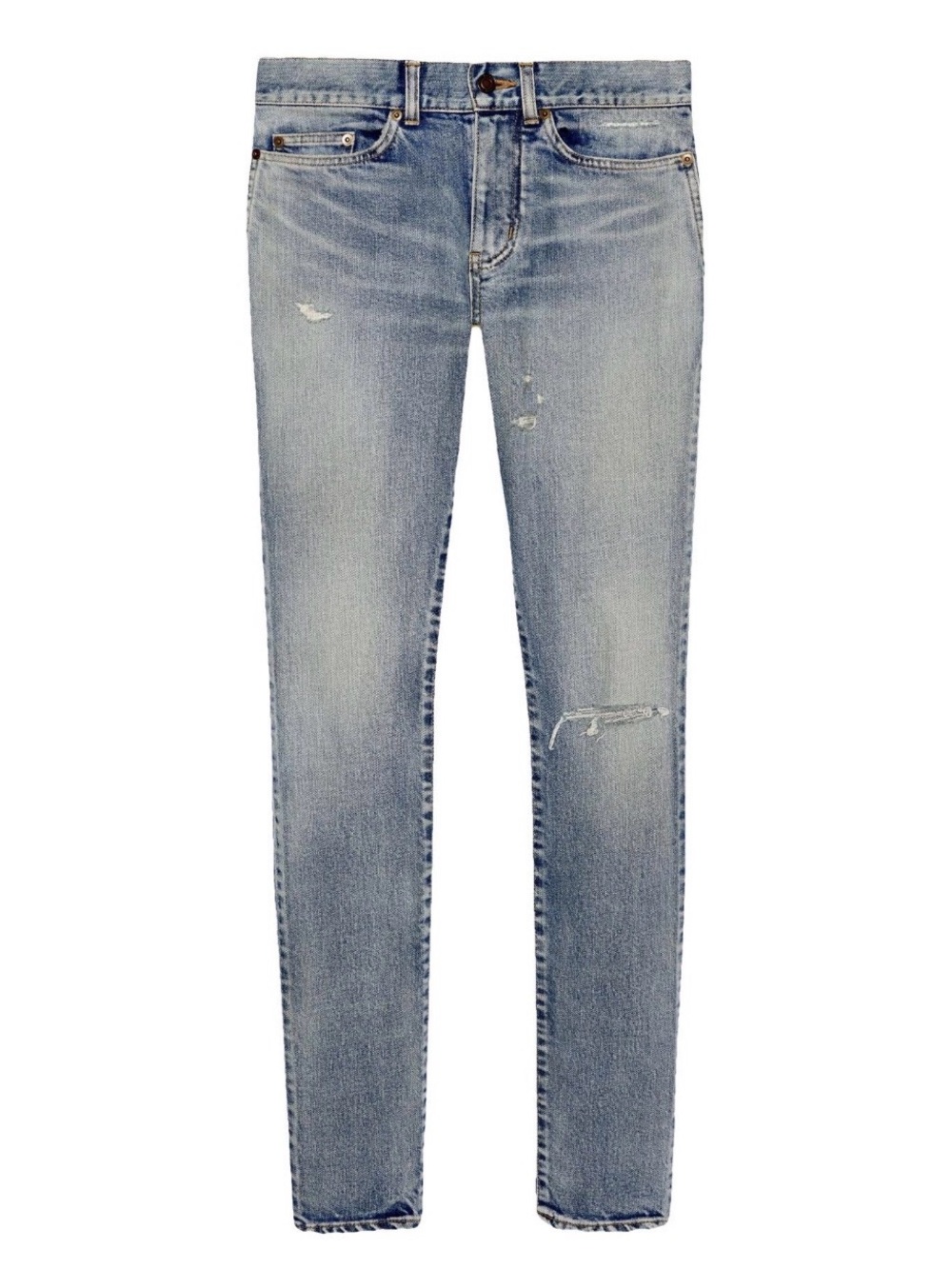Saint Laurent D18 Straight Denim Jeans Distressed Santa Monica Blue size 27 NWT
